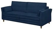 Sofá Living 3 Lugares 180cm Pés Madeira Efraim F05 Veludo Azul - Mpoze