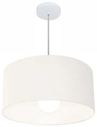 Lustre Pendente Cilíndrico Md-4206 Cúpula em Tecido 50x25cm Branco - Bivolt