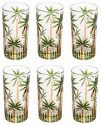 Jogo 6 Copos Altos Cristal Palm Tree Handpaint 330ml 28149 Wolff