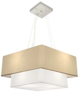 Lustre Pendente Quadrado Bege e Branco MJ-4345 Para Mesa de Jantar e Estar