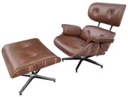 Poltrona Charles Eames com Puff Madeira Moldada Pau Ferro Design by Charles Eames