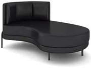 Chaise Longue Divã 164cm Braço Esquerdo Logus D06 Sintético Preto - Mp