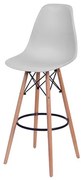 Banqueta Eames Polipropileno Cinza Fosco Base Madeira - 54756 Sun House