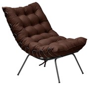 Poltrona Decorativa Sala de Estar Abel Base de Ferro Preto Suede Chocolate G41 - Gran Belo