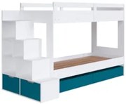 Beliche Infantil Com Escada e 4 Gavetas Infix C06 Branco/Azul - Mpozen