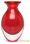 Vaso Gota 3 Vermelho com Ouro Murano Cristais Cadoro