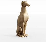 Escultura Decorativa Galgo em Resina Maciça Dourada Fosco G07 - Gran Belo