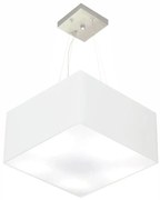 Lustre Pendente Quadrado Md-4197 Cúpula em Tecido 25/45x45cm Branco - Bivolt