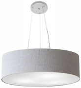 Lustre Pendente Cilíndrico Md-4193 Cúpula em Tecido 70x15cm Rustico Cinza - Bivolt