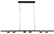 Pendente Oto 06X10X140Cm Metal Preto E Rose Gold 06X5W Led 3000K - Bel...