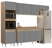 Armário de Cozinha Modulada 4 Peças CP11 Balcão com Tampo Castanho/Cin