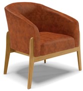 Poltrona Decorativa Base de Madeira Stella Sintético PU D03 - D'Rossi - Nozes