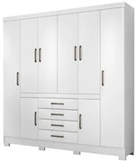 Guarda Roupa Casal 8 Portas 4 Gavetas New Realce D02 Branco - Mpozenat