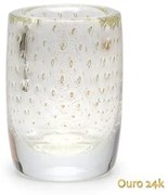 Vaso Cilíndrico 3 Tela Transparente com Ouro Murano Cristais Cadoro