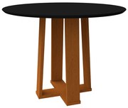 Mesa de Jantar Redonda Tampo com Vidro Lara 100 cm Preto Base Ypê - D'Rossi