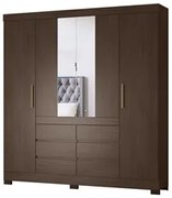 Guarda Roupa Casal 4 Portas 6 Gavetas Cadis D02 Ebano Touch - Mpozenat