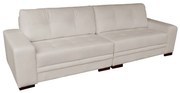 Sofá 3 Lugares Bipartido Sala de Estar Milano 240cm Couro Off White G58 - Gran Belo