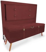 Cabeceira com Calçadeira Baú Casal 140cm Caribe Suede Bordô - Sheep Estofados - Vermelho escuro