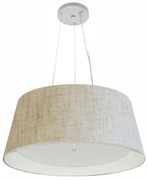 Lustre Pendente Cone Md-4015 Cúpula em Tecido 25/60x50cm Rustico Bege / Branco - Bivolt