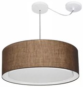 Lustre Pendente Cilíndrico Com Desvio Md-4317 Cúpula em Tecido 60x25cm Café - Bivolt