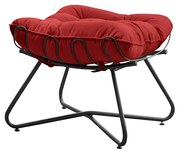 Puff Decorativo Sala de Estar Caim Base de Ferro Preto Suede Vermelho G41 - Gran Belo