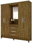 Guarda Roupa de Casal Capri 04 Portas e 03 Gavetas Castanho Wood - Mov