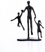 Escultura Decorativa em Metal Preto Pai e Filhos 19x15 cm - D'Rossi