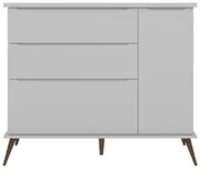 Cômoda Infantil 1 Porta 3 Gavetas 100% MDF Pés Retrô Mel Z39 Cinza - M