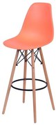 Banqueta Eames Polipropileno Laranja Fosco Base Madeira - 54759 Sun House