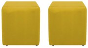 Kit 02 Puffs Decorativos Dado Suede Amarelo - ADJ Decor