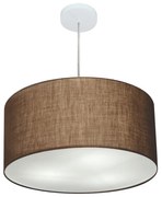 Lustre Pendente Cilíndrico Md-4213 Cúpula em Tecido 50x30cm Café - Bivolt