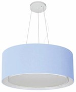 Lustre Pendente Cilíndrico Duplo Md-4124 Cúpula em Tecido 50x25cm Azul Bebê - Bivolt