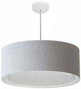 Lustre Pendente Cilíndrico Duplo Md-4297 Cúpula em Tecido 60x25cm Rustico Cinza - Bivolt