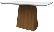 Mesa de Jantar Retangular Tampo com Vidro Bella 120 cm Off White Base Imbuia - D'Rossi