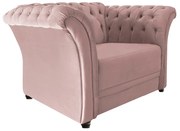 Poltrona Decorativa Chesterfield Sofia Suede Rosê - ADJ Decor