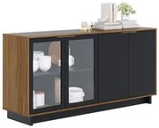 Balcão Aparador Buffet Vicky C05 Noce Milano/Preto Fosco - Mpozenato