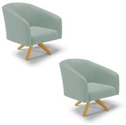 Poltrona Decorativa Giratória MA30 Kit 2 Stella Cotelê Int/Veludo D03 - D'Rossi - Menta