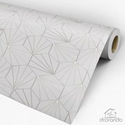 Papel de Parede Geométrico Prata e Cinza 0.52m x 3.00m