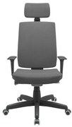 Cadeira Office Brizza Soft Poliester Cinza Autocompensador Com Encosto Cabeça Base Standard 126cm - 63457 Sun House