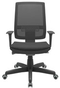 Cadeira Office Brizza Tela Preta Assento Aero Preto Autocompensador Base Standard 120cm - 63691 Sun House