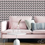 Papel de Parede Chevron Rosa e Cinza 0.52m x 3.00m