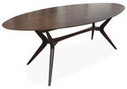 Mesa de Jantar Pé Palito Oval Madeira Maciça Eucalipto Design Retrô