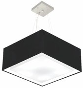 Lustre Pendente Duplo Quadrado Md-4127 Cúpula em Tecido 25/50x50cm Preto - Bivolt