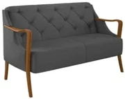 Poltrona Namoradeira 2 Lugares 135cm Capitonê Lapa Z32 Linho Cinza Esc