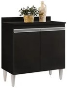 Balcão Gabinete 80cm 2 Portas Hawai Preto - Lumil Móveis