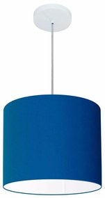 Lustre pendente cilíndrico free lux para mesa de jantar, sala, quarto, churrasqueira e balcão. - Azul-Marinho - Tam: 30x21cm