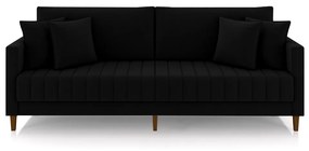 Sofá Living Decorativo Hamburgo 2 Lugares 196cm com Almofadas Pés em Madeira Veludo Preto G33 - Gran Belo