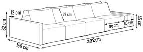 Sofá Ilha 4 Lugares Living 392cm Modulado Sala Lary Veludo Bege/PU Pto K01 - D'Rossi