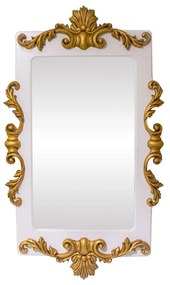 Espelho Lavanda Retangular Branco com Entalhes na cor Dourado Envelhecido Provençal Chateau Blanc