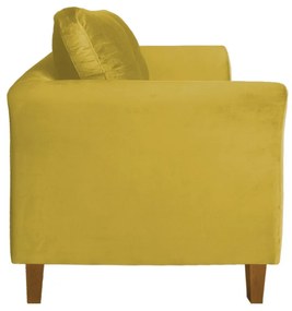 Kit Sofá Namoradeira + 2 Poltronas Ibis Decorativa, Sala Suede Amarelo